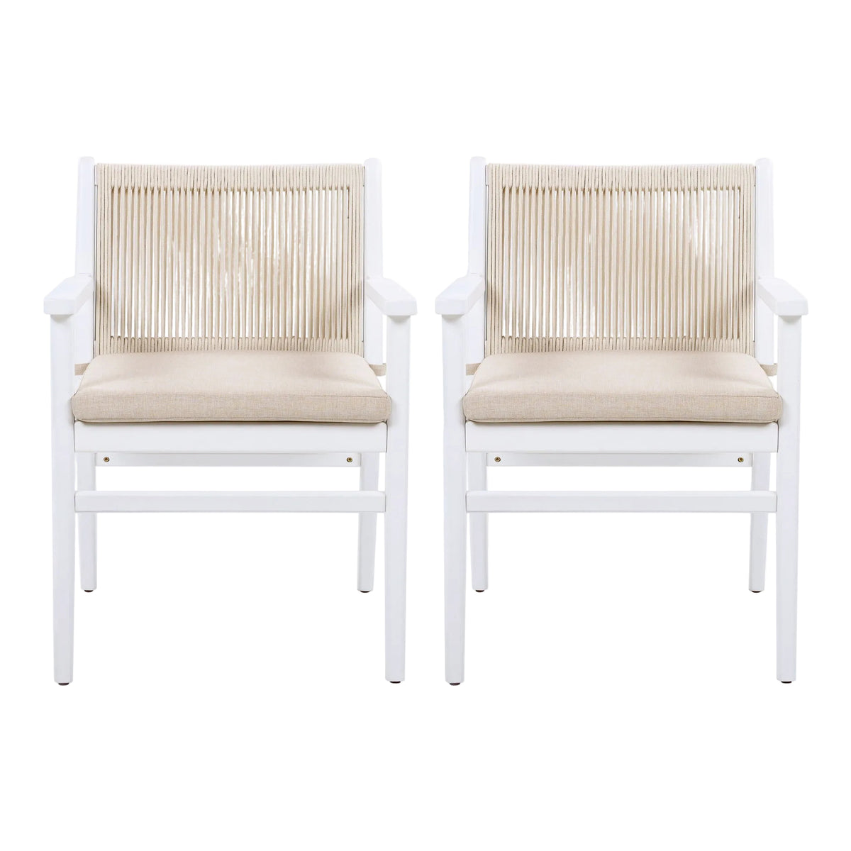 Outdoor Acacia Wood Patio Dining Armchair (Set of 2)