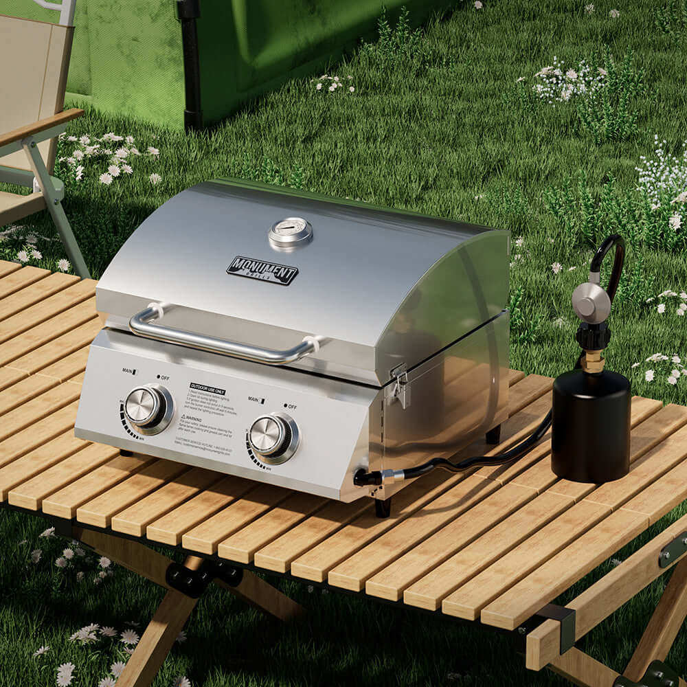 Compact Stainless Tabletop Propane Gas Grill | The Lavish Sunset