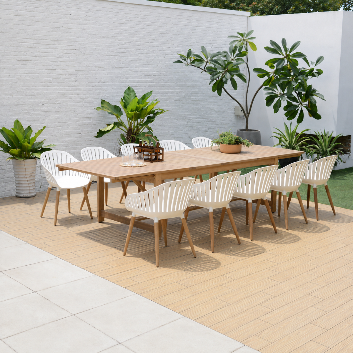 Leyland Table and Nassau White Armchairs Dining Set