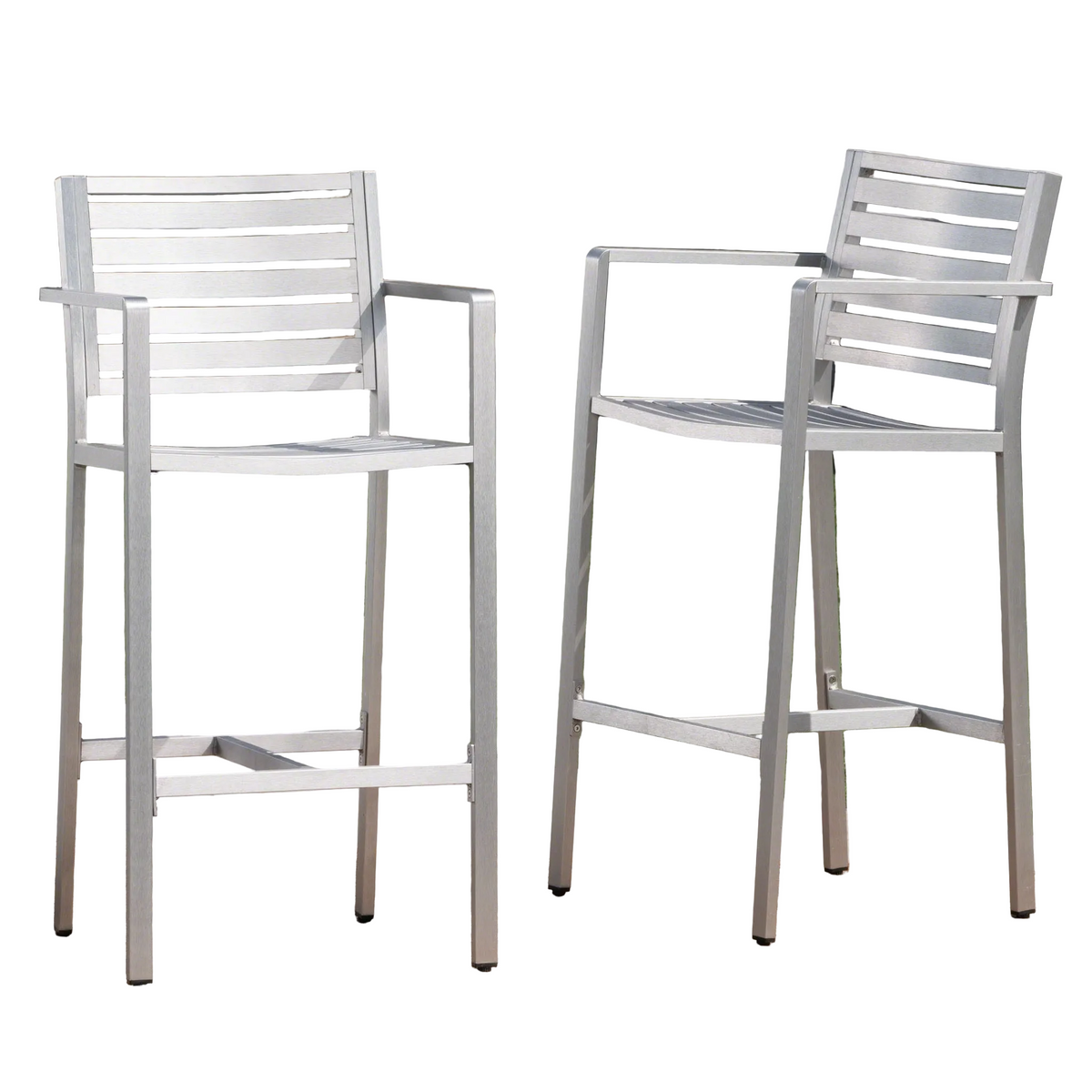 Outdoor Aluminum Rust Proof Barstools (Set of 2) - Silver