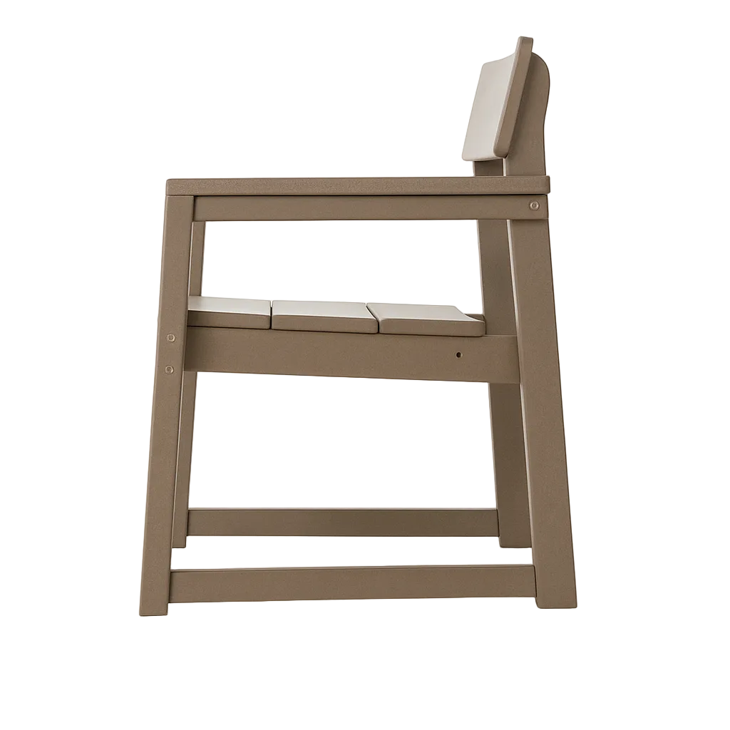Antique Wood Color HDPE Outdoor & Garden Armchairs with Backrest