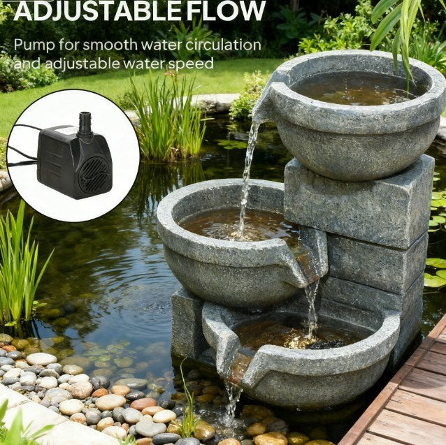 Garden Fountain, Tall Outdoor Waterfall with LED Lights