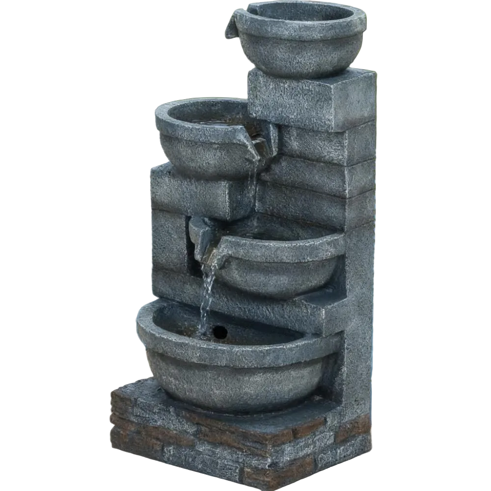 Garden Fountain, Tall Outdoor Waterfall with LED Lights