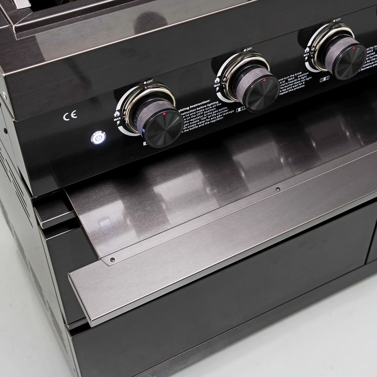 65" 4-Burner 72,000 BTU Black Outdoor Kitchen Island Grill + Round Side Burner