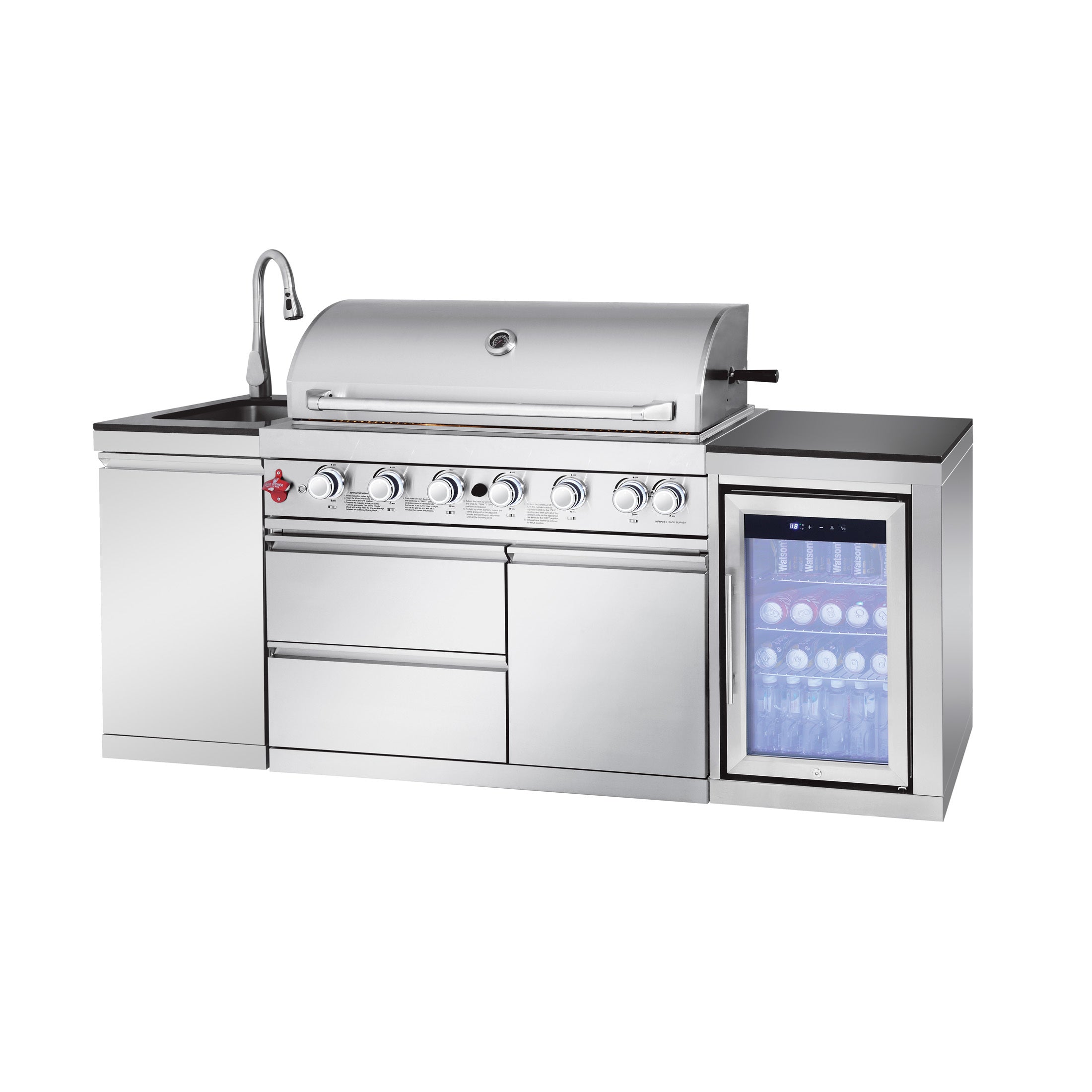 82.5" Silver Outdoor Kitchen Island & 6-Burner Grill | The Lavish Sunset