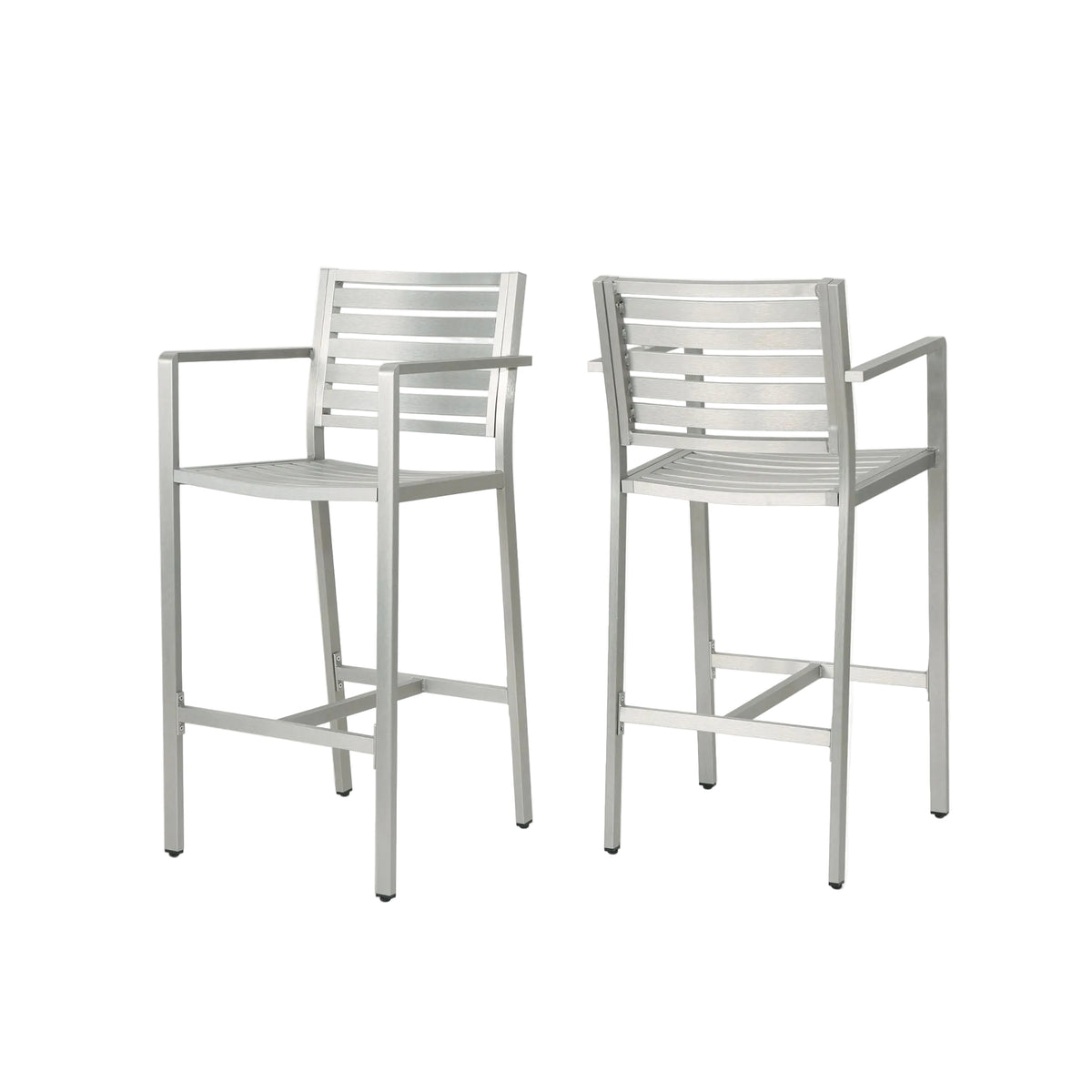 Outdoor Aluminum Rust Proof Barstools (Set of 2) - Silver