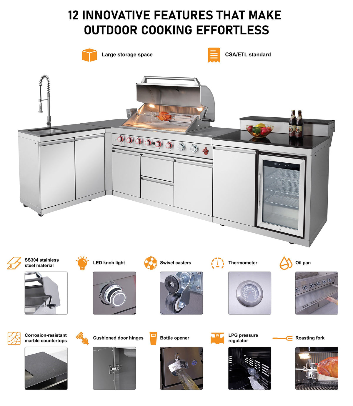 7-Burner Luxury Outdoor Kitchen Island with Sink & Bar | The Lavish Sunset