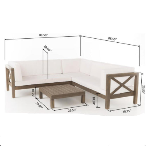 Brava X-Back 4-Piece White Outdoor Sofa Set