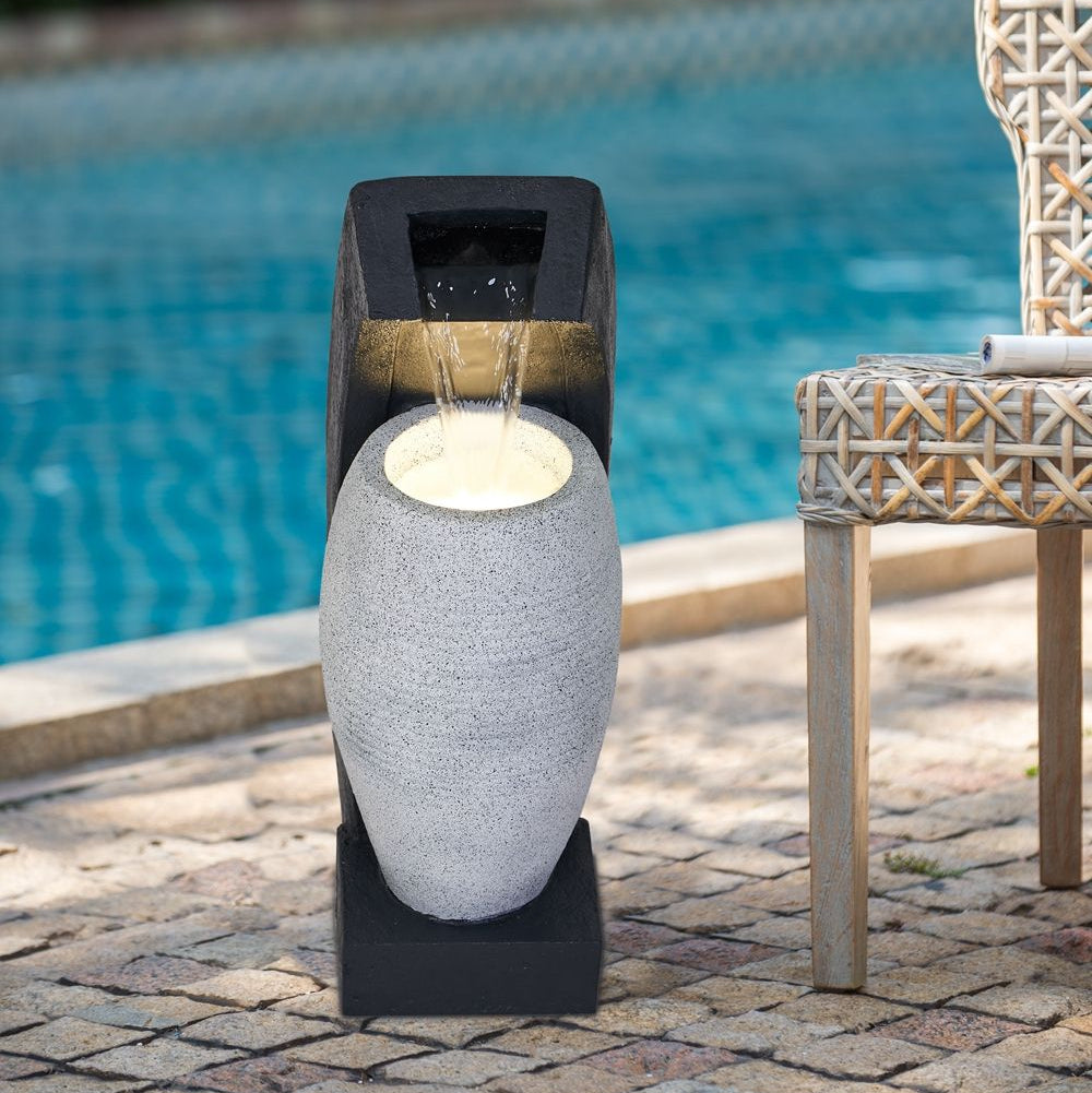 Water Fountain With Vase Design, Light And Pump