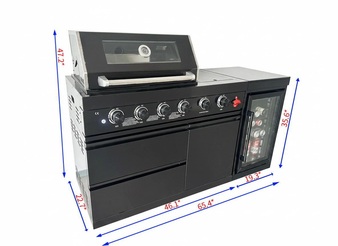 65" Marble Top Outdoor Kitchen with Wine Cooler | The Lavish Sunset