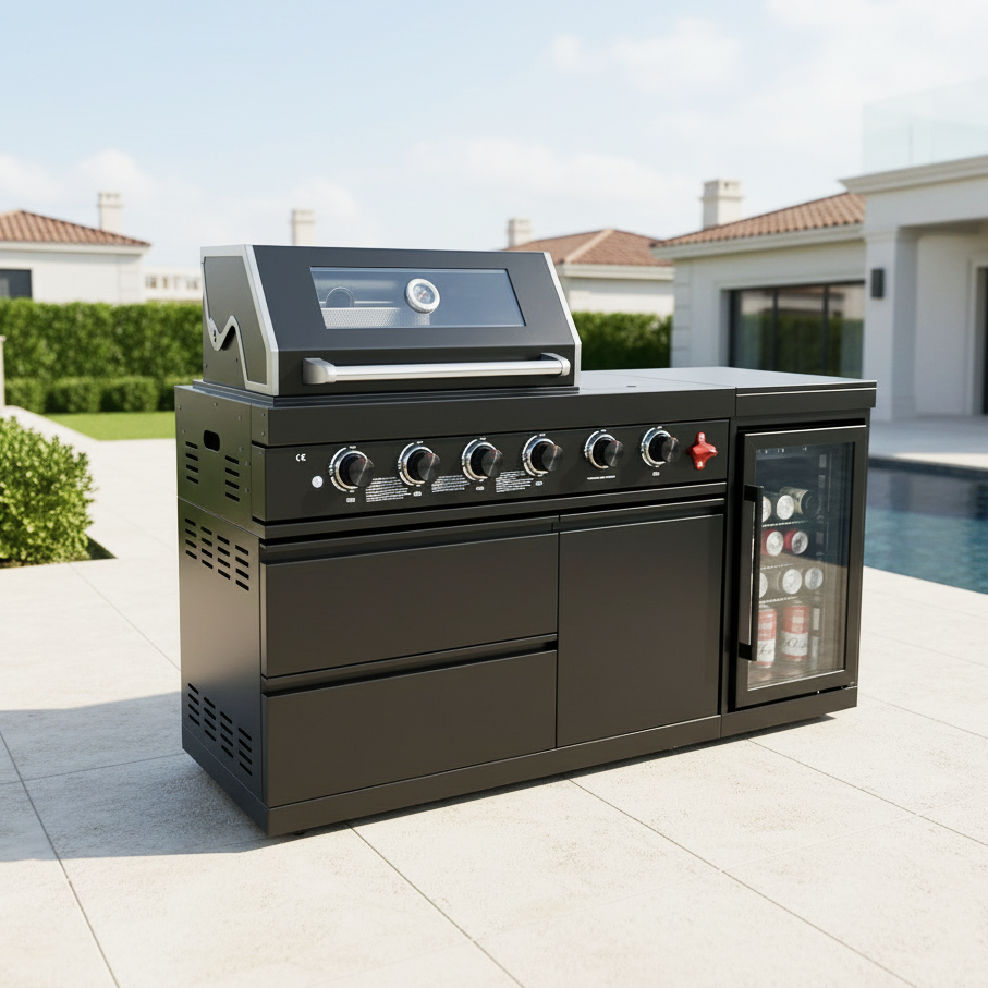 65" Marble Top Outdoor Kitchen with Wine Cooler | The Lavish Sunset