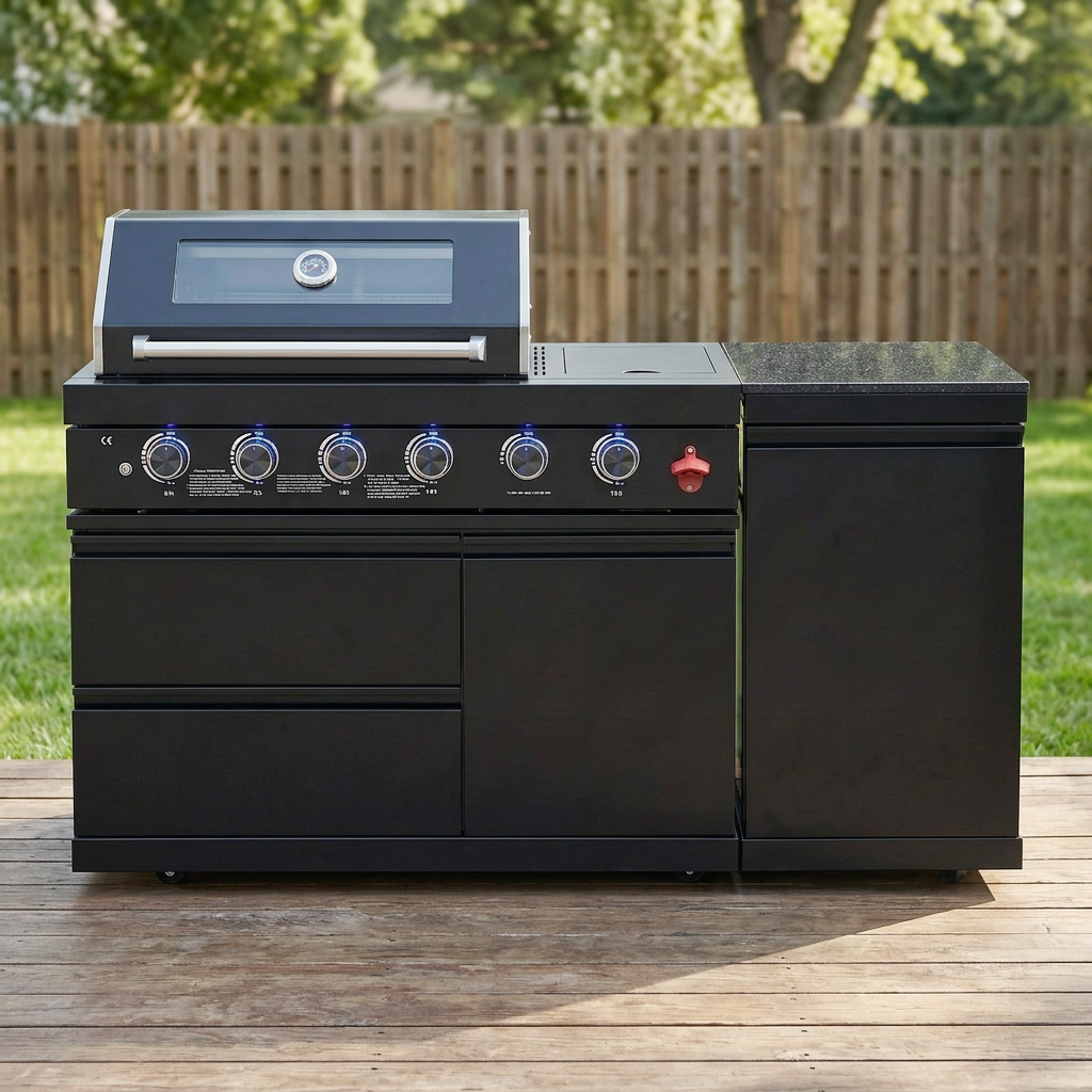 65" Marble Top Outdoor Kitchen with Side Burner | The Lavish Sunset