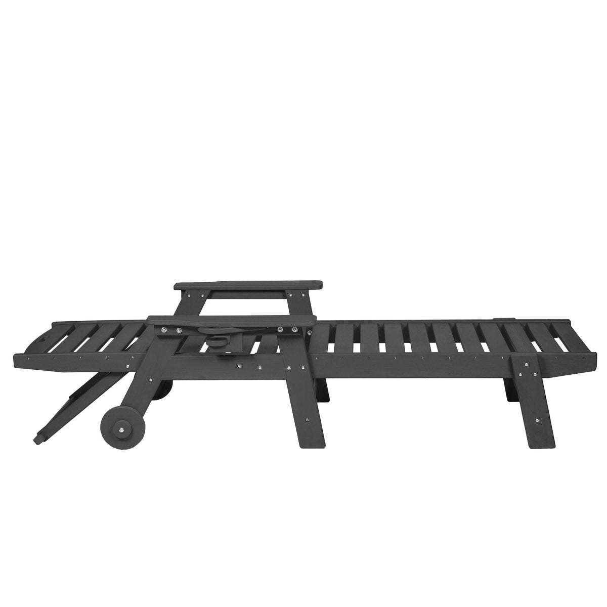 Outdoor Lounge Chair with Wood Texture and Adjustable Backrest