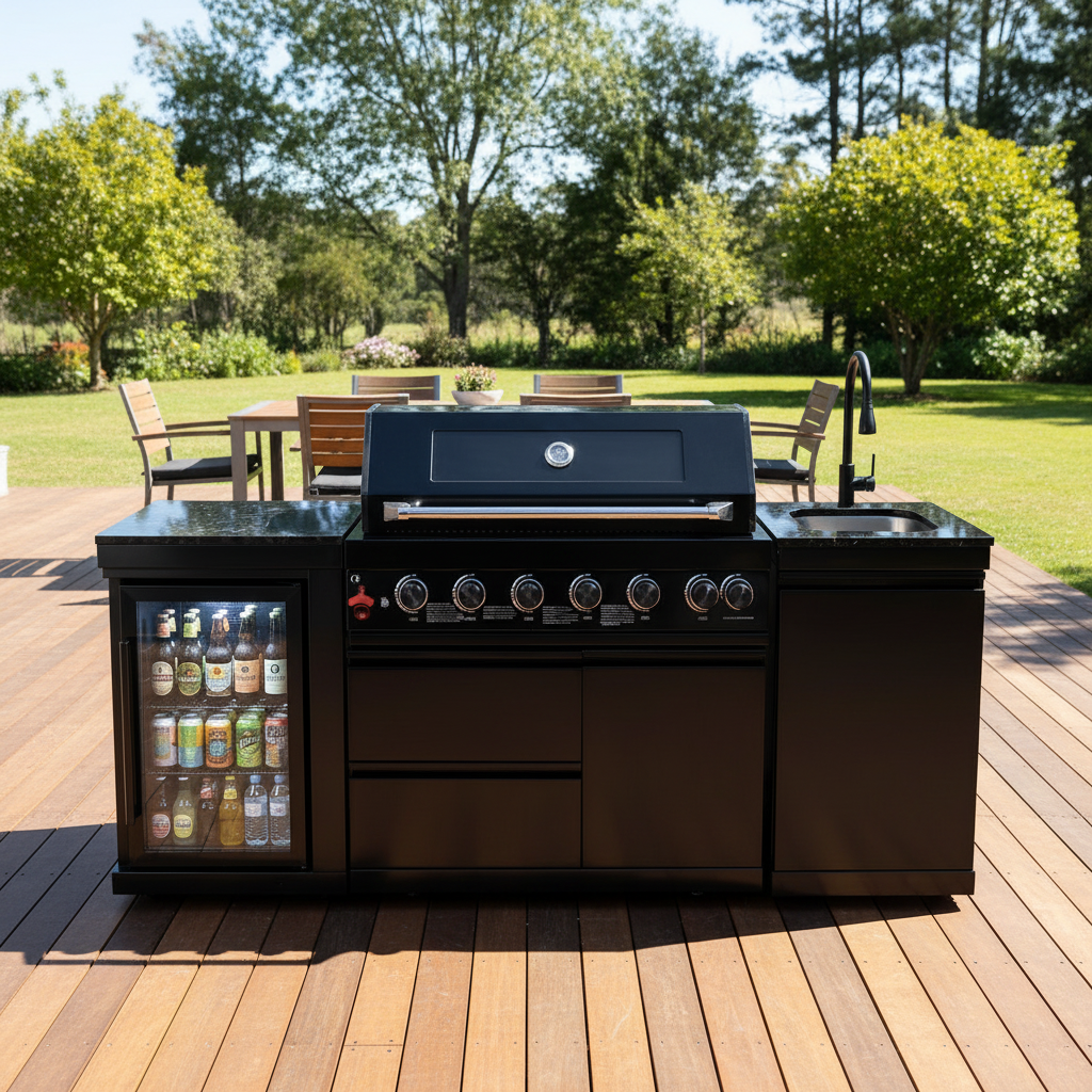 82" Gas Outdoor Kitchen Island with Wine Cooler | The Lavish Sunset
