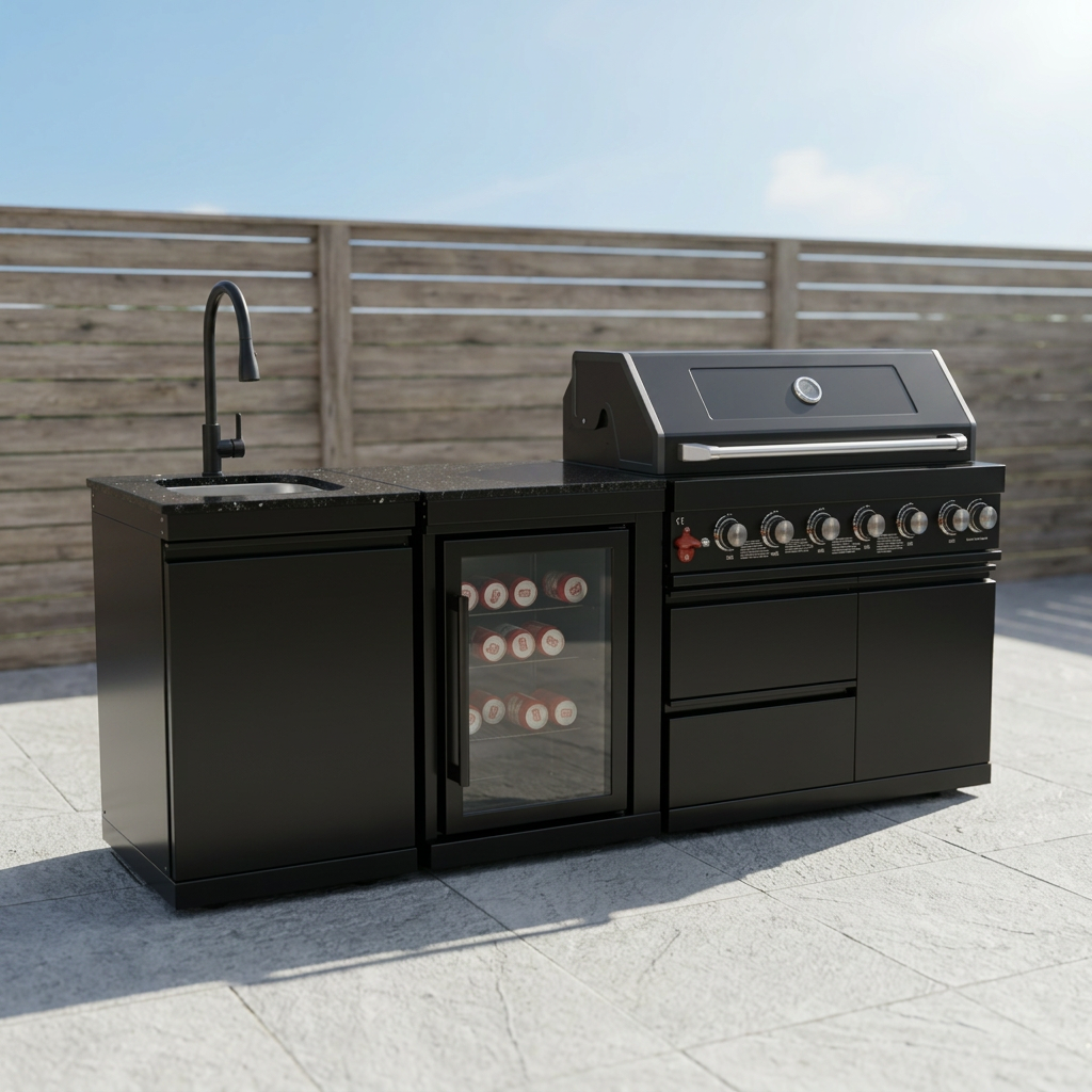 82" Gas Outdoor Kitchen Island with Wine Cooler | The Lavish Sunset