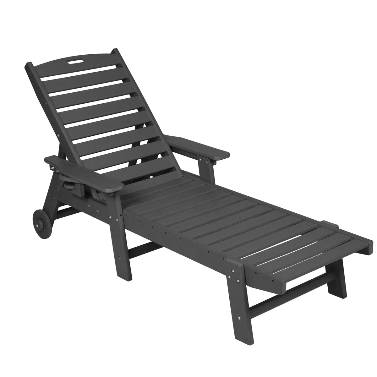 Outdoor Lounge Chair with Wood Texture and Adjustable Backrest