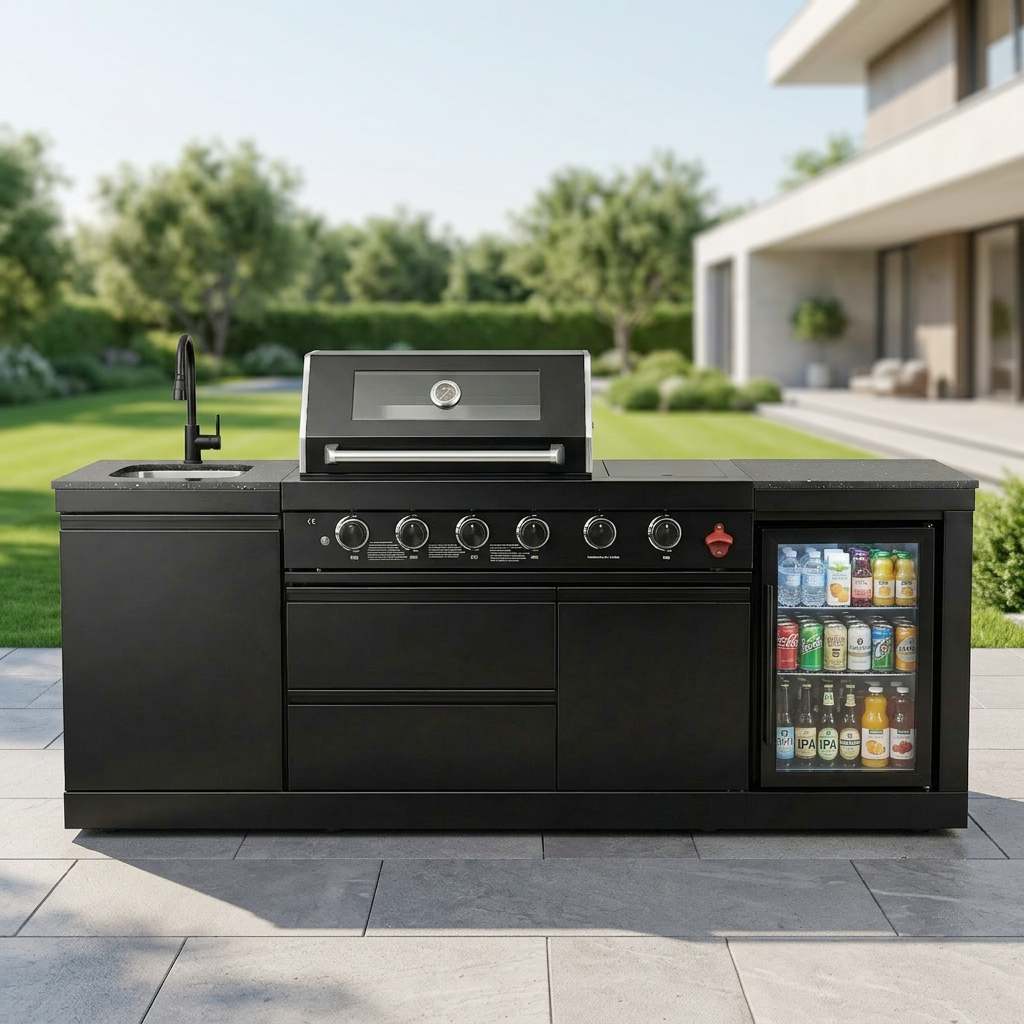 85" Marble Countertop Outdoor Kitchen Island & Grill | The Lavish Sunset