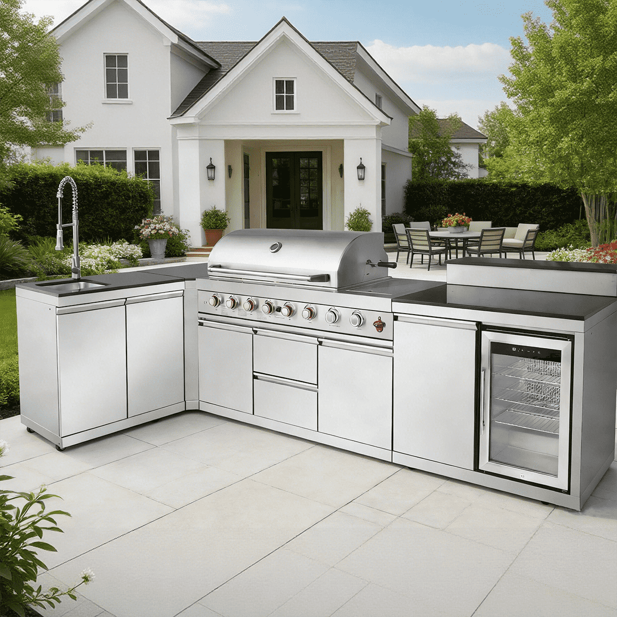 7-Burner Luxury Outdoor Kitchen Island with Sink & Bar | The Lavish Sunset