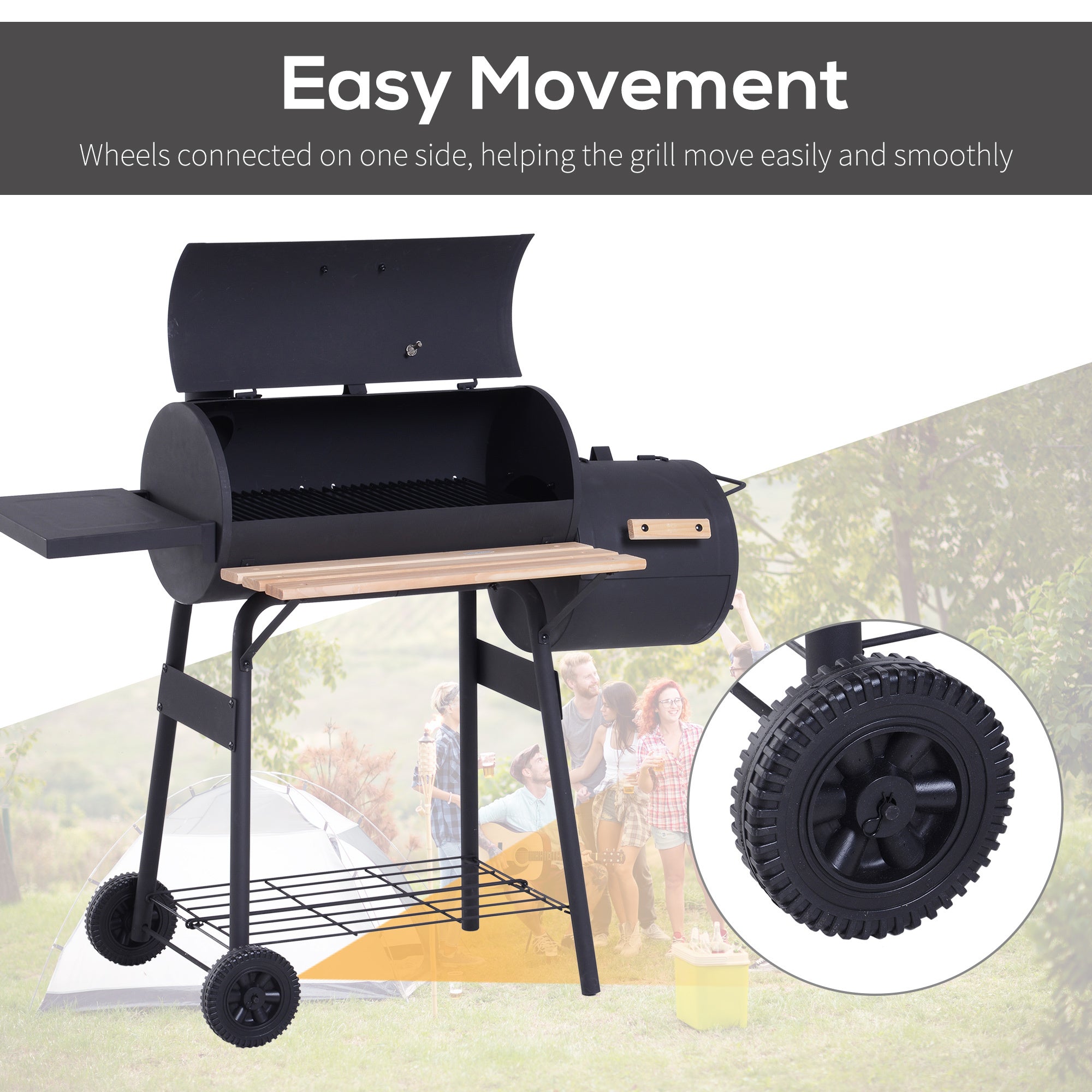 48" Steel Charcoal BBQ Grill & Offset Smoker Combo | The Lavish Sunset