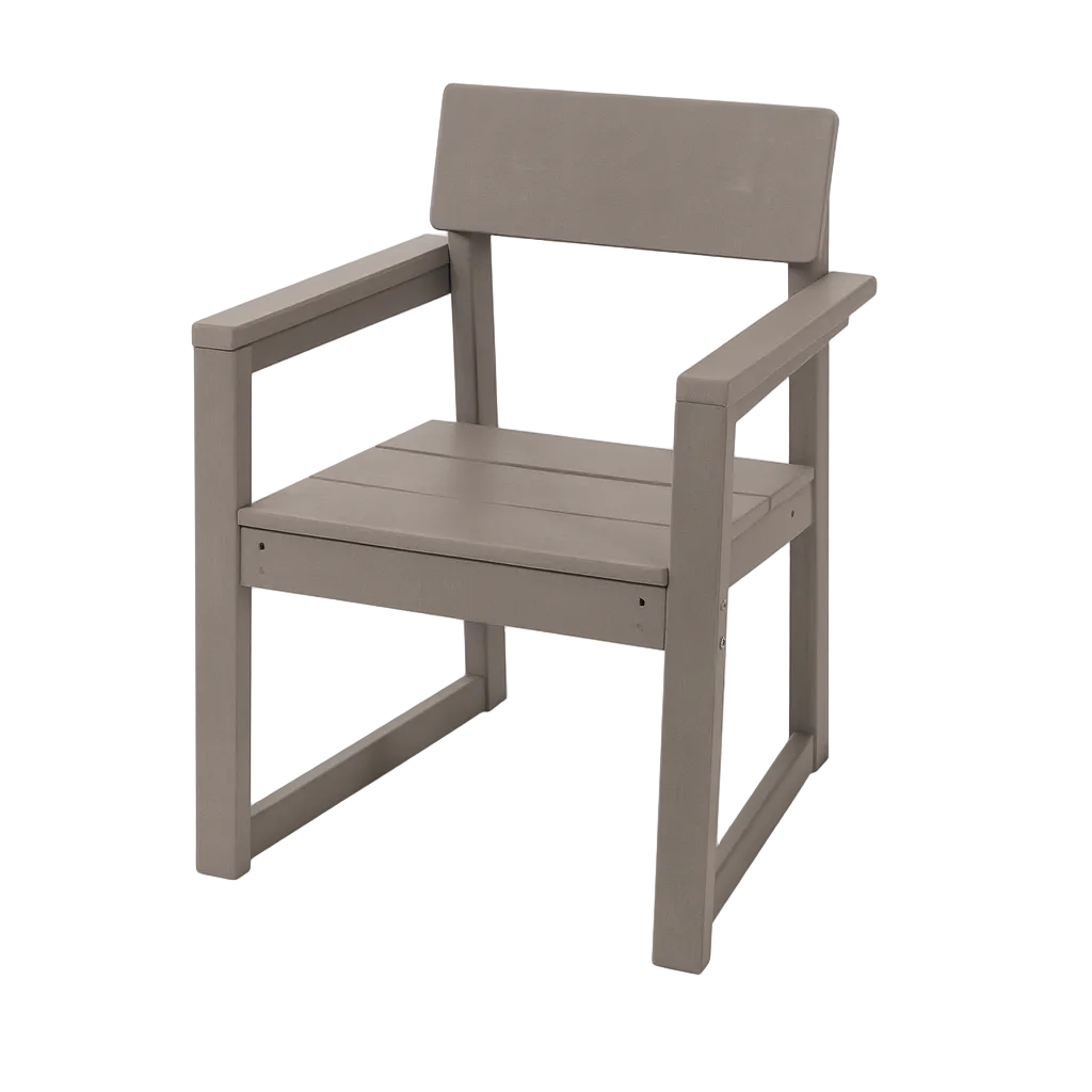 Antique Wood Color HDPE Outdoor & Garden Armchairs with Backrest