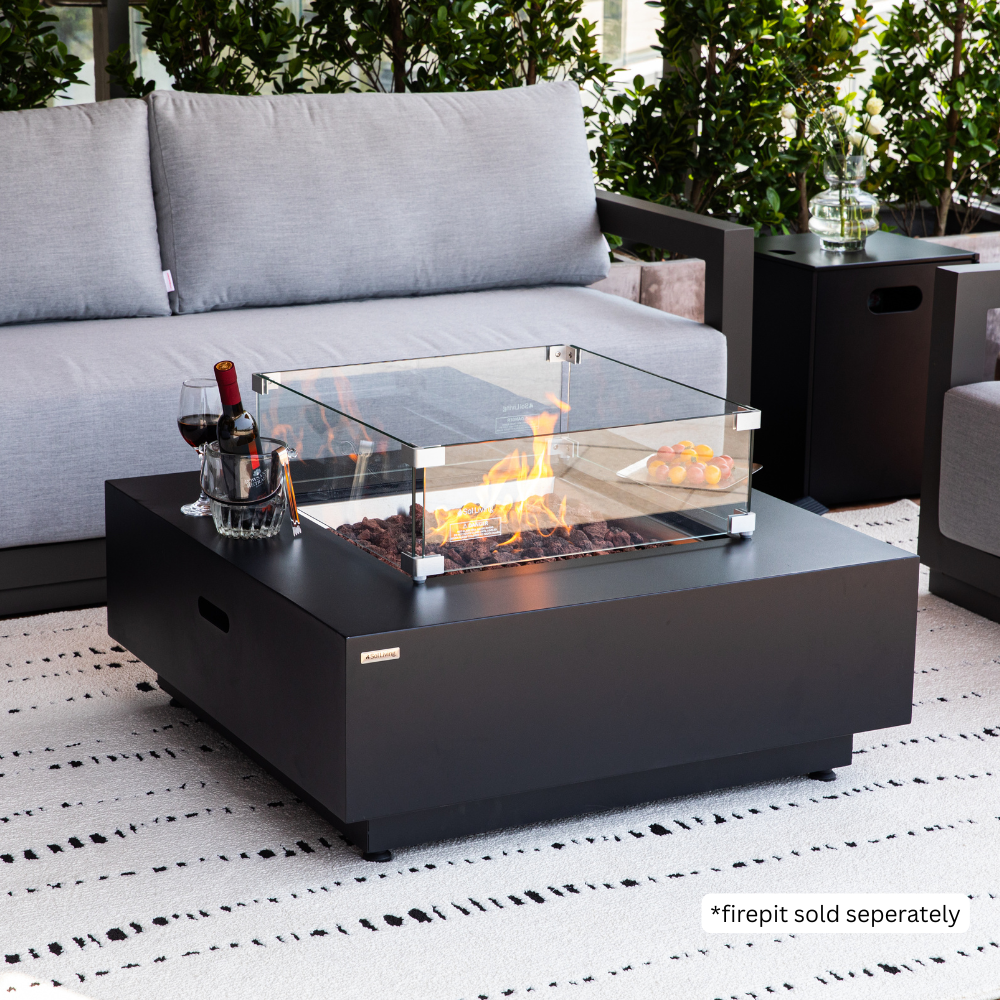 Ashton Fire Pit Tempered Clear Glass Wind Screen