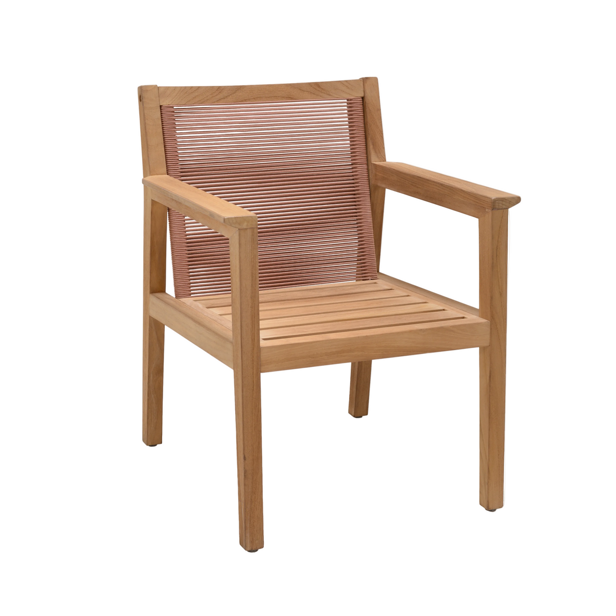 Agate Teak and Rope Armchair Terracotta