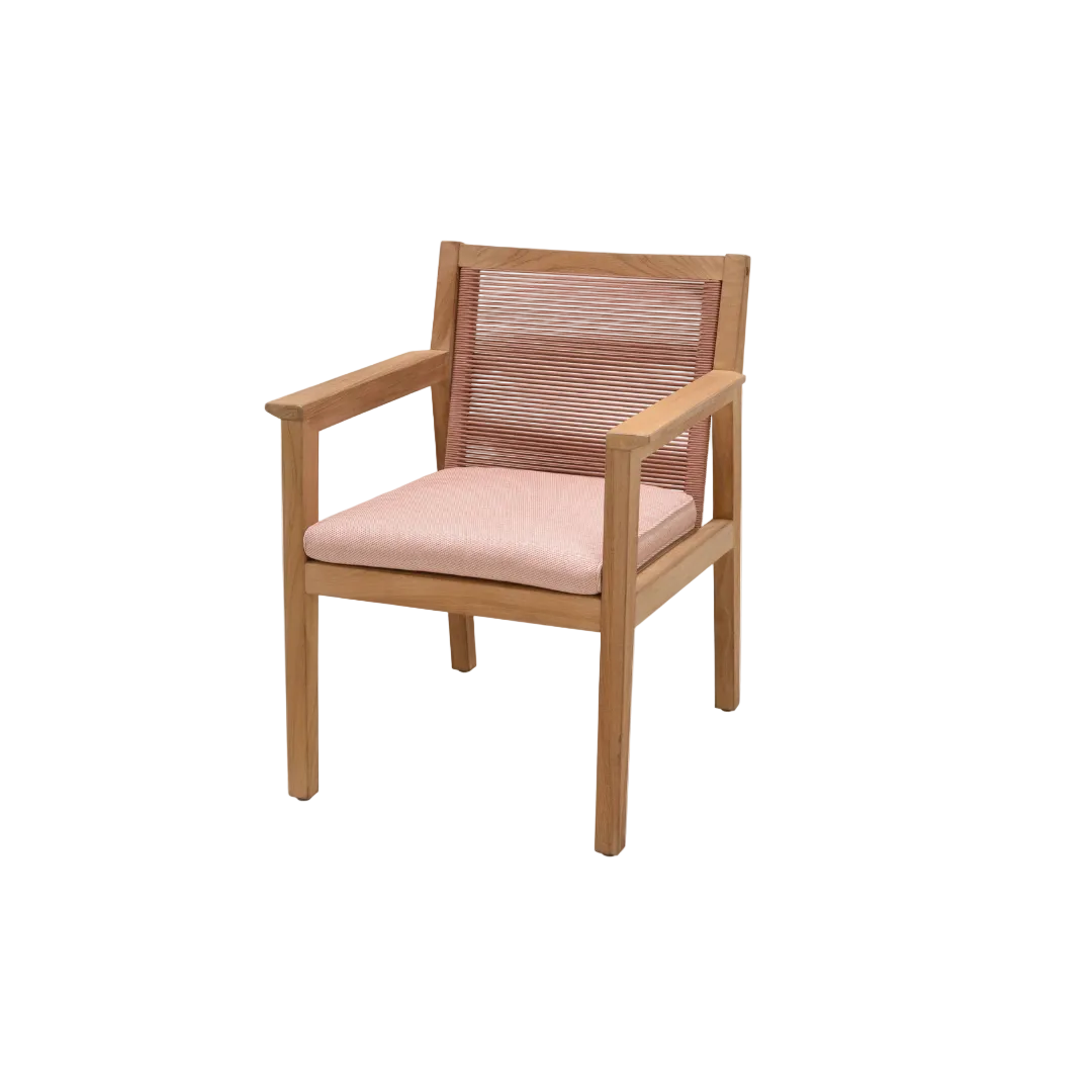 Agate Teak and Rope Armchair Terracotta