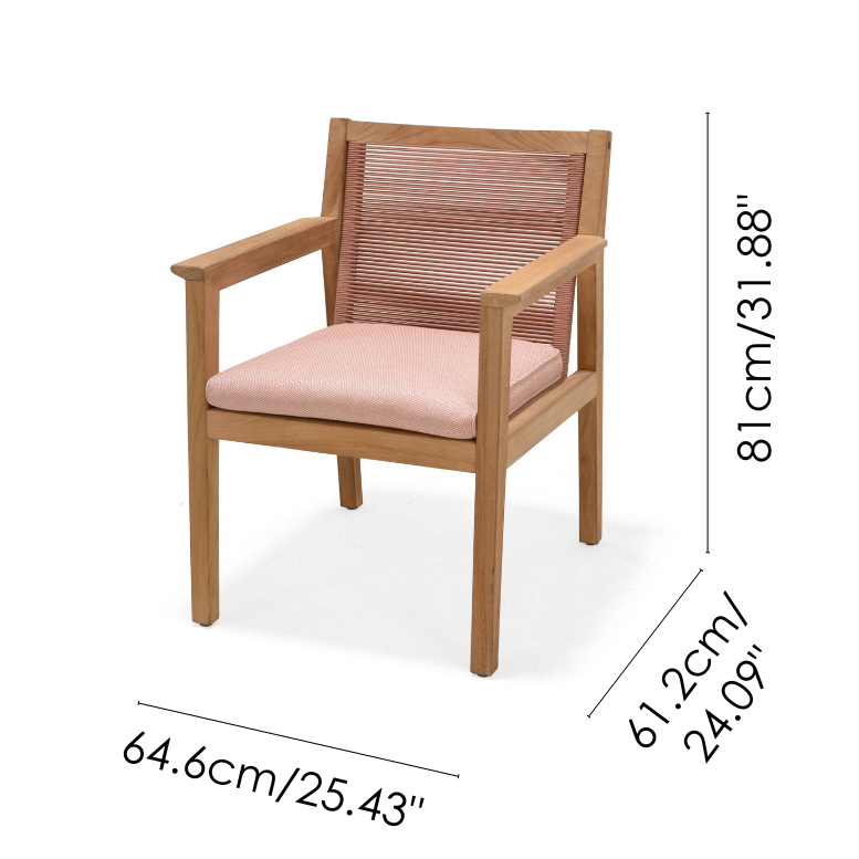 Agate Teak and Rope Armchair Terracotta