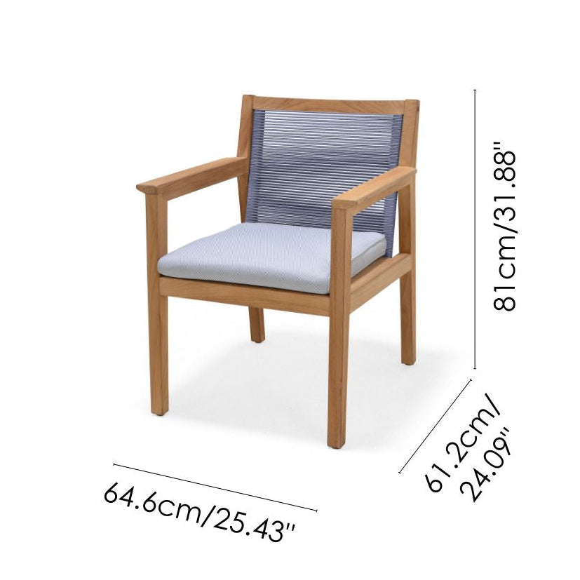 Agate Teak and Rope Armchair Blue