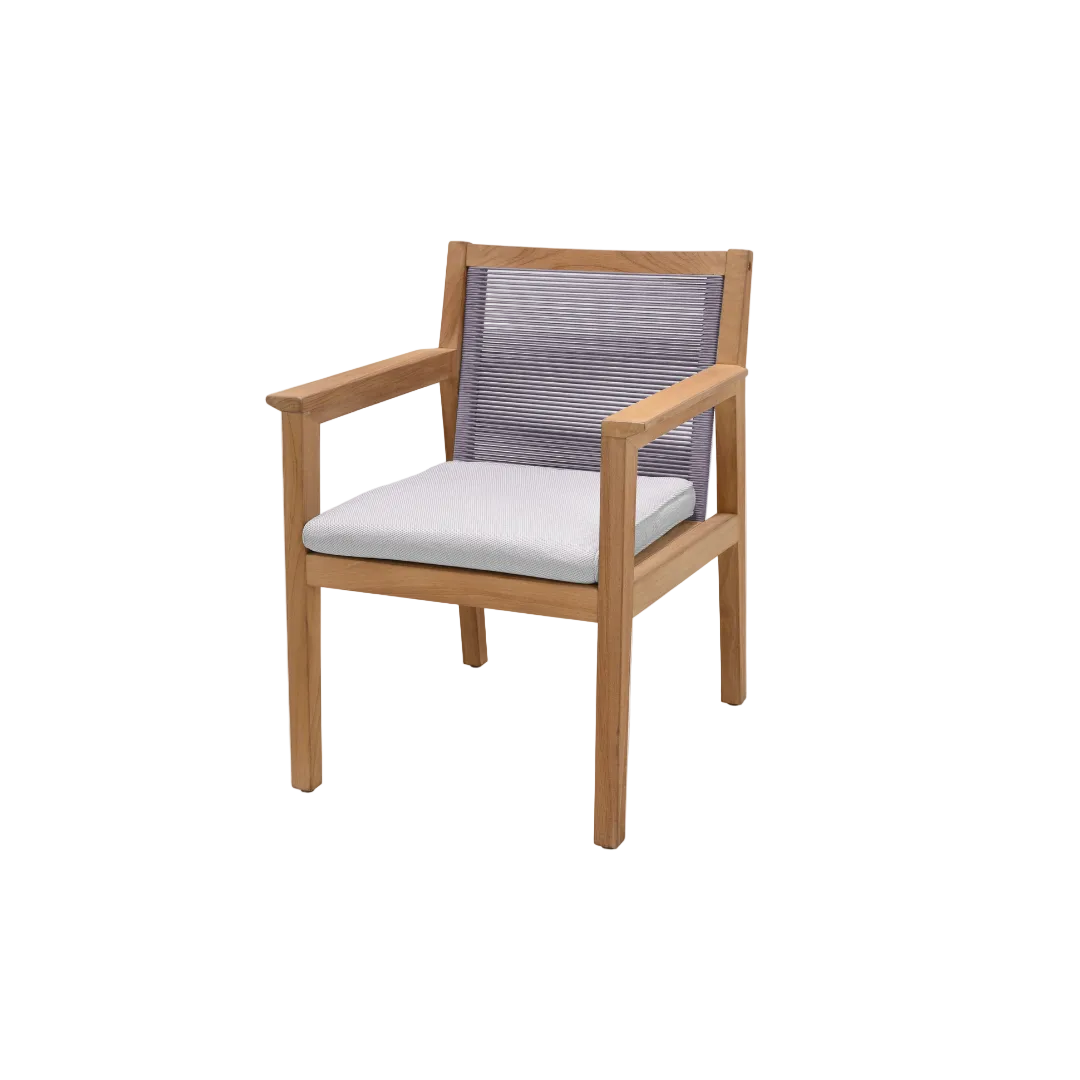 Agate Teak and Rope Armchair Taupe