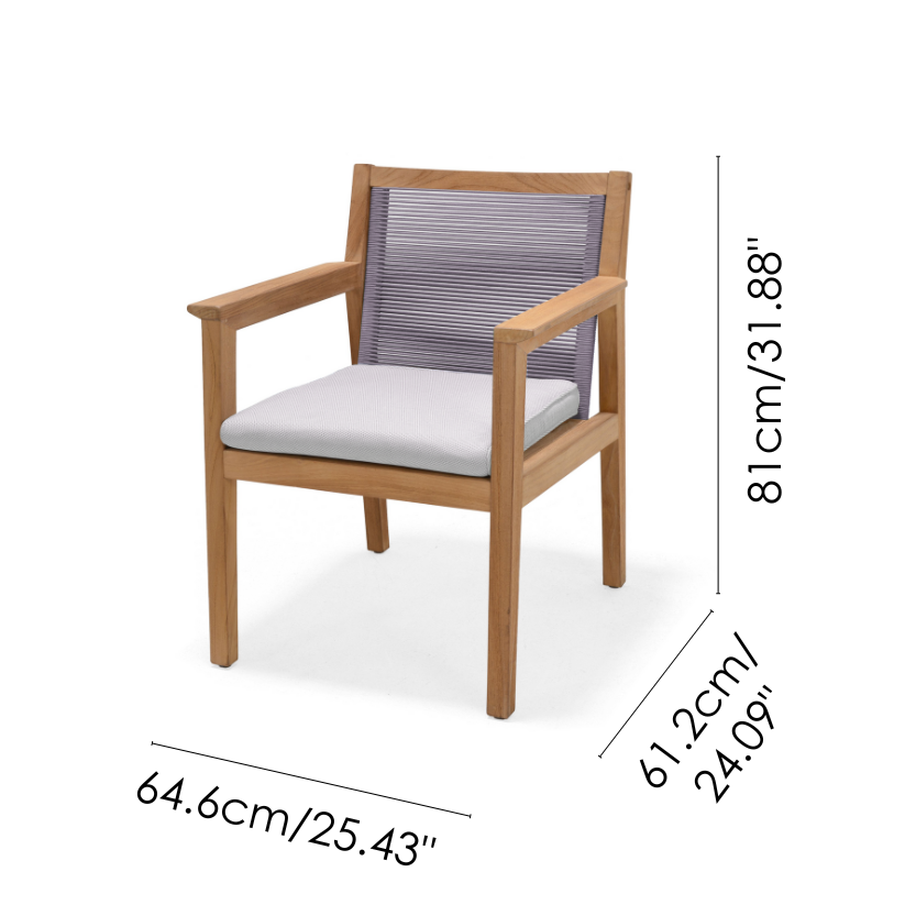 Agate Teak and Rope Armchair Taupe