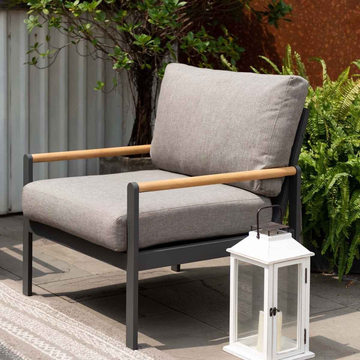 Amber Sofa Teak and Aluminum Chair