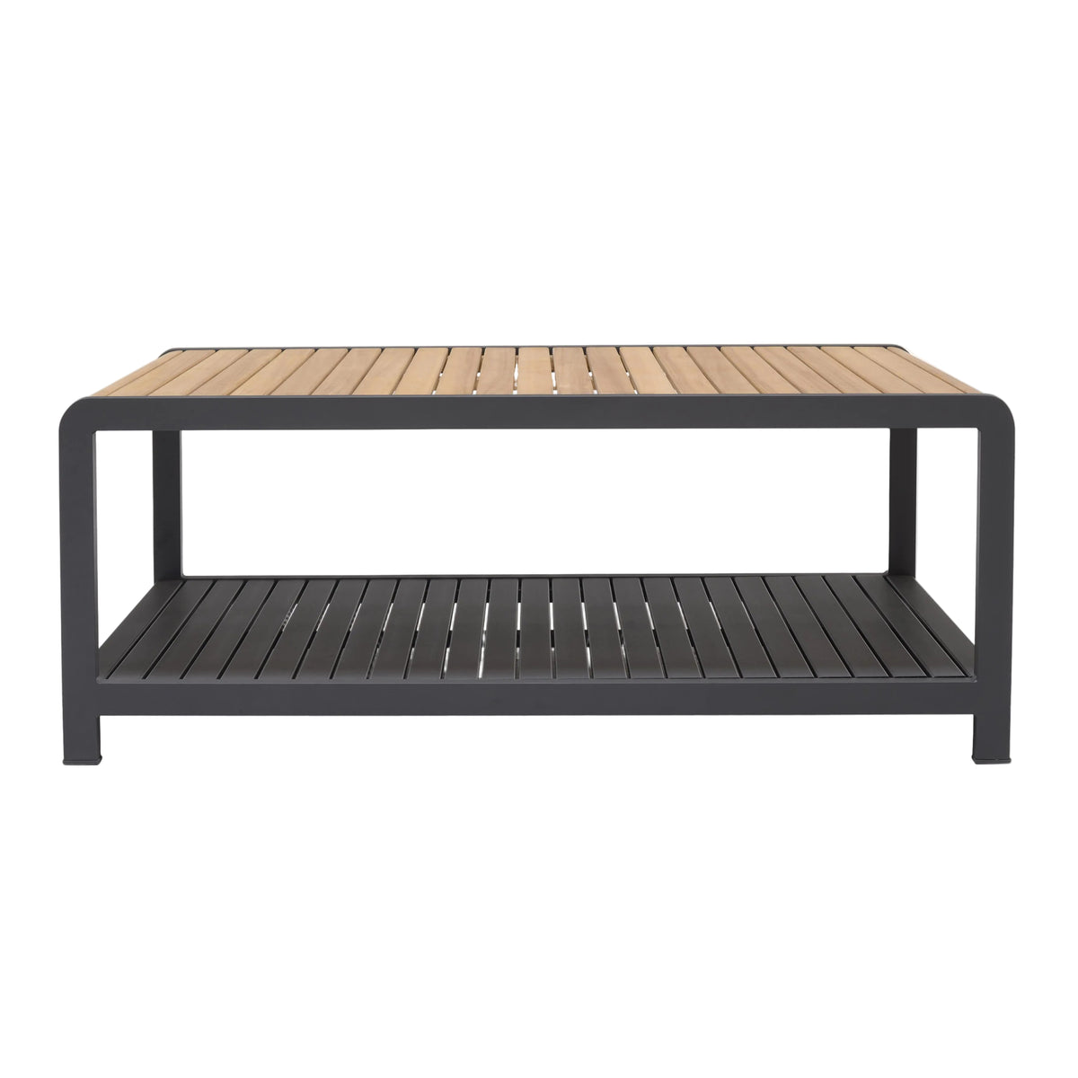 Amber Teak and Aluminum Rectangular Coffee Table