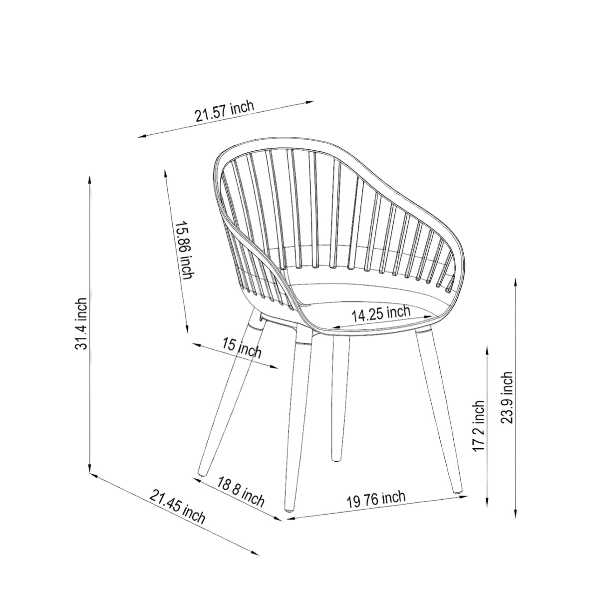 Leyland Table and Nassau White Armchairs Dining Set