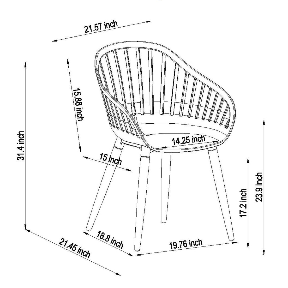 Nassau Chairs Resin and Wood - 4 Piece
