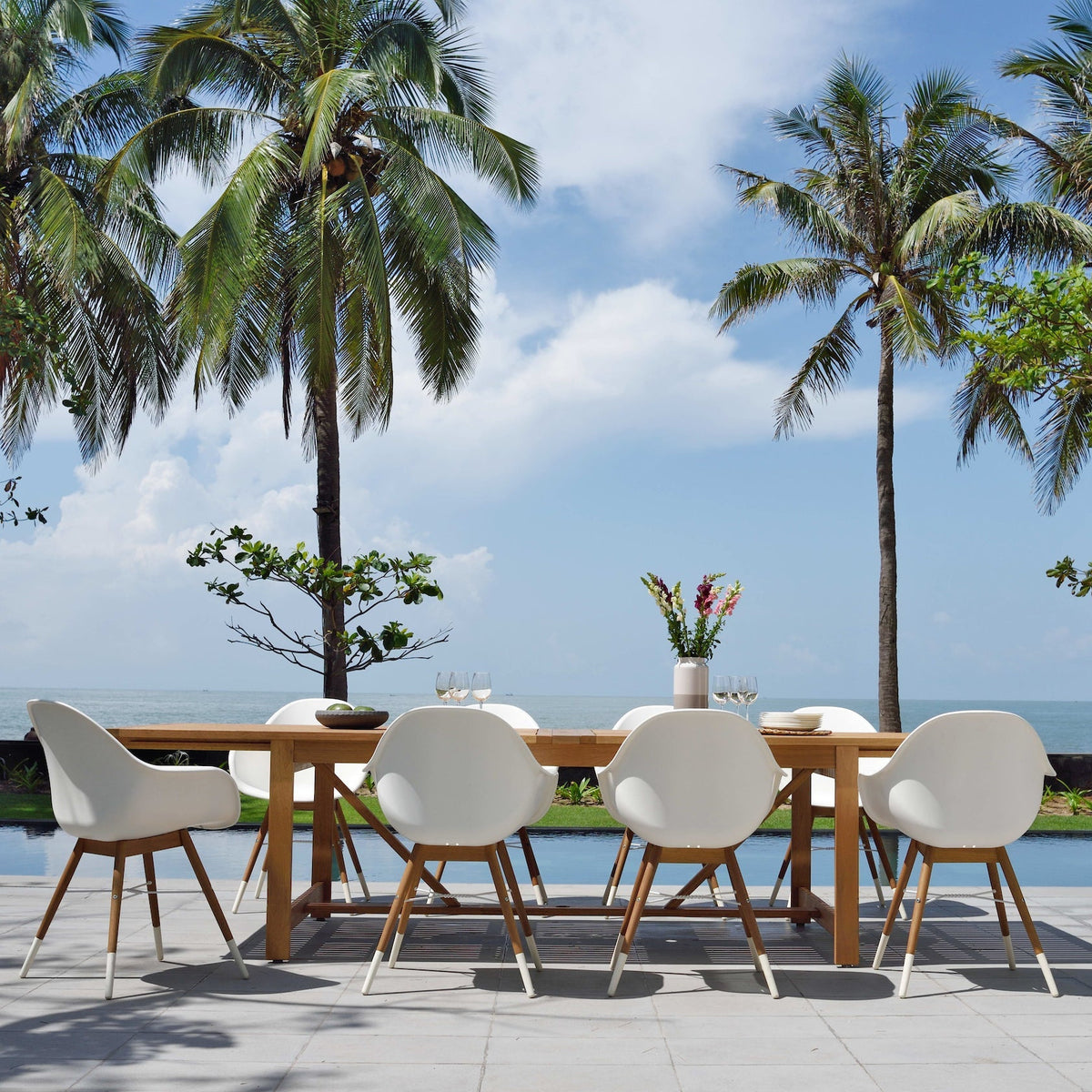 Leyland Table and 8 Chamonix Armchair Dining Set