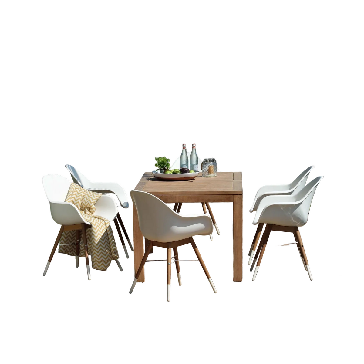 Rinjani Rectangular Table and 6 Chamonix Arm Chair