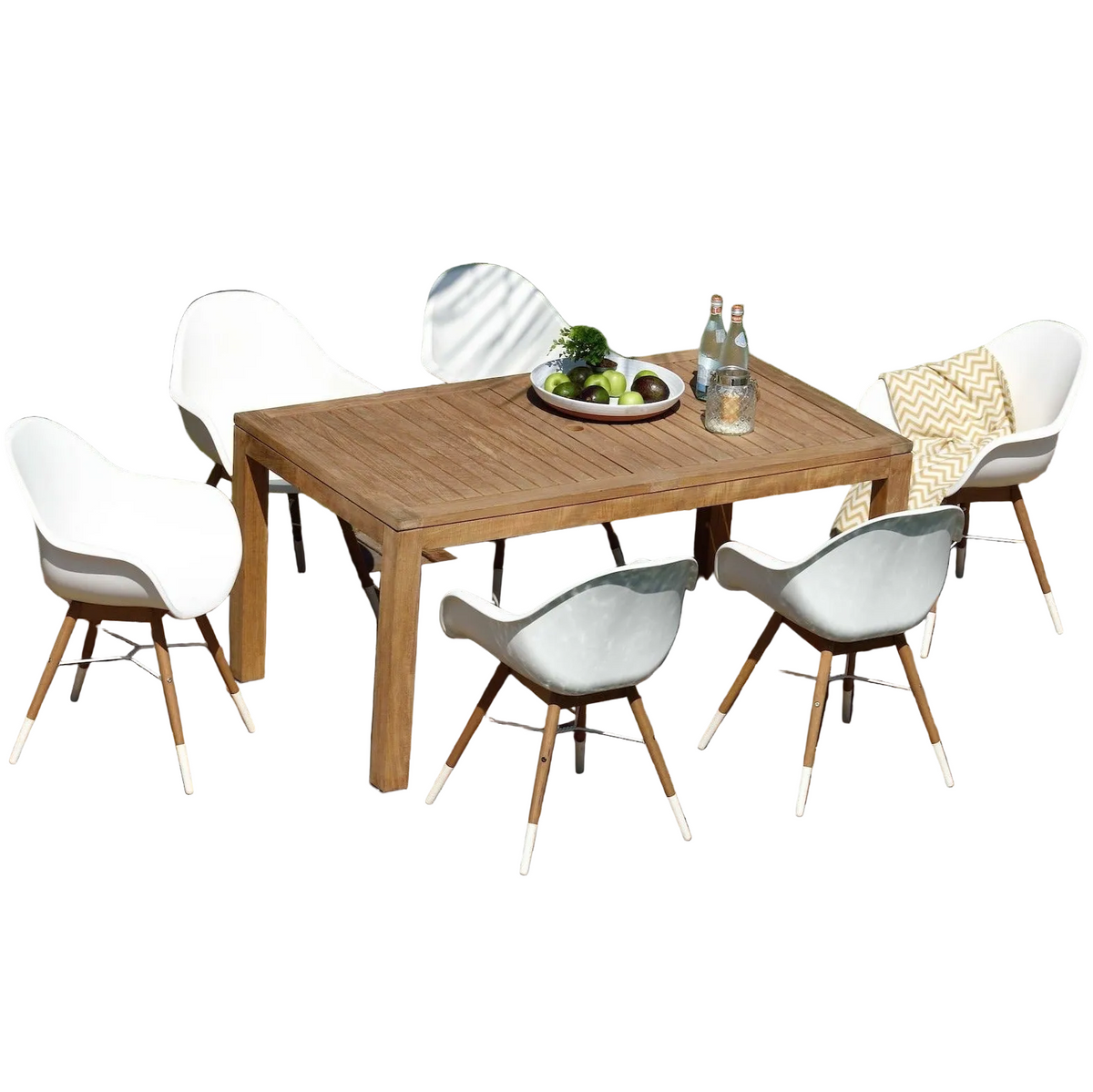 Rinjani Rectangular Table and 6 Chamonix Arm Chair