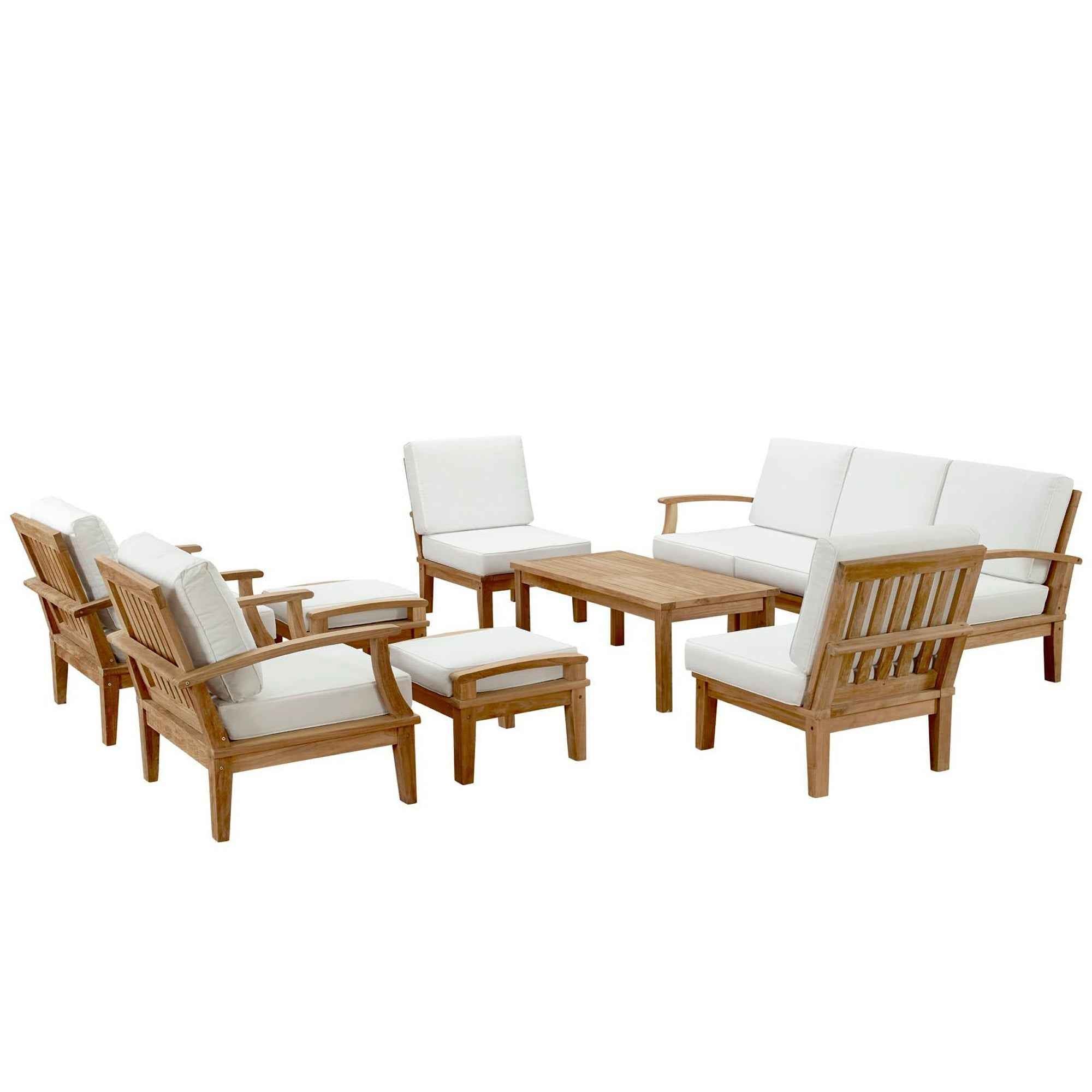 Lavish Sunset Marina Teak Outdoor Seating Set - 10-Piece Modway Collection