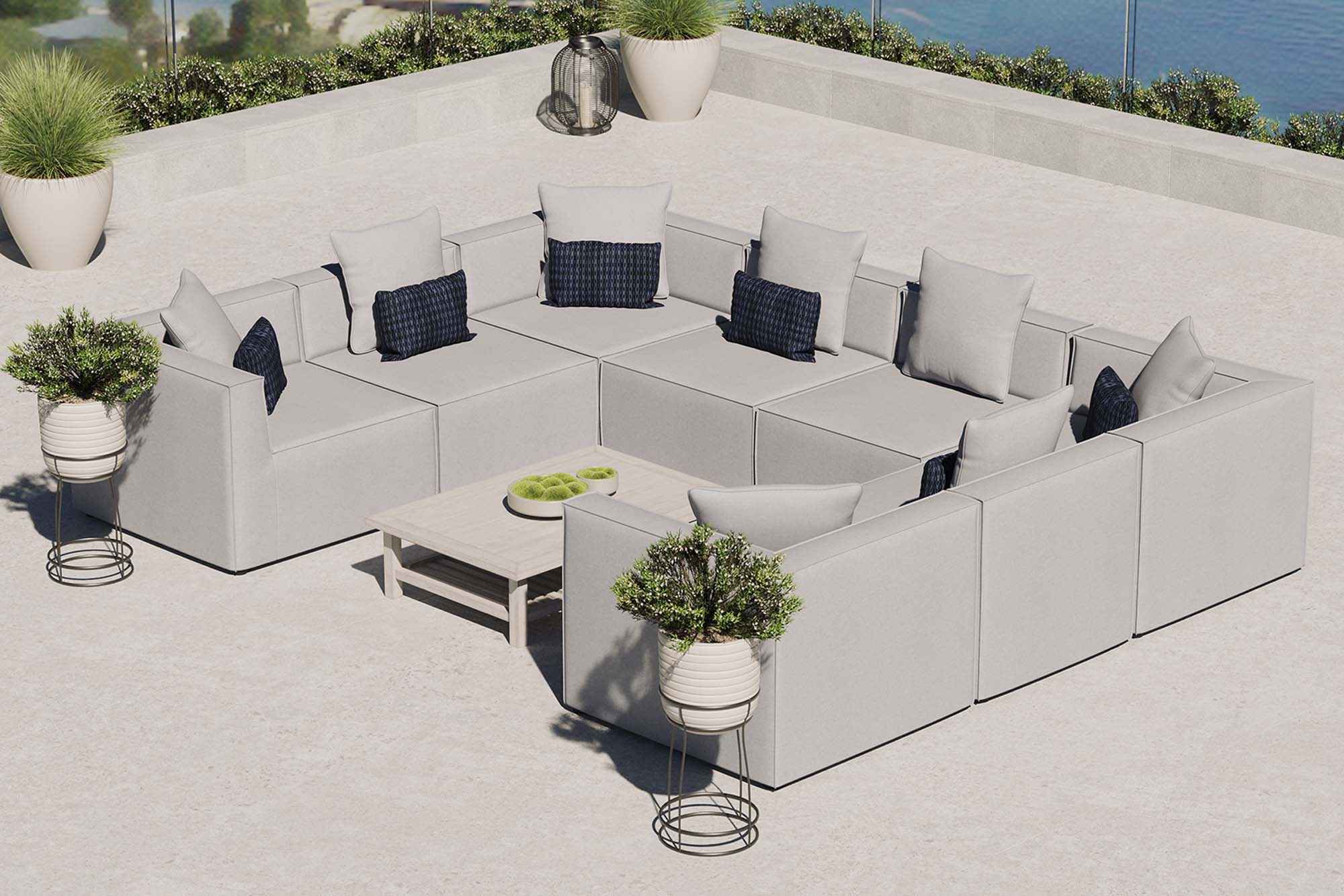 Modway Saybrook 8-Piece Outdoor Upholstered Sofa