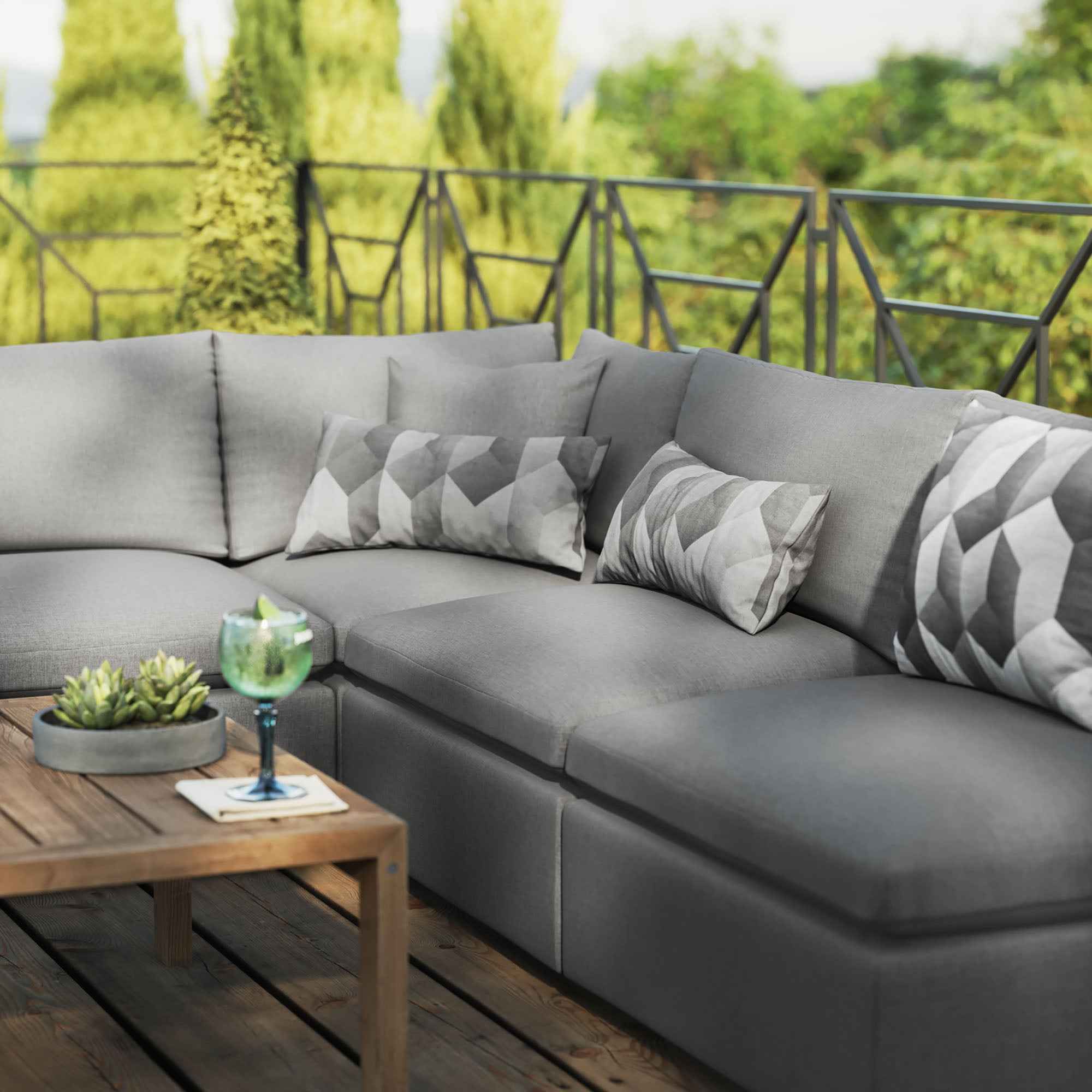The Lavish Sunset Outdoor Sectional Sofa Set by Modway – Stylish 5-Piece Furniture for Patios