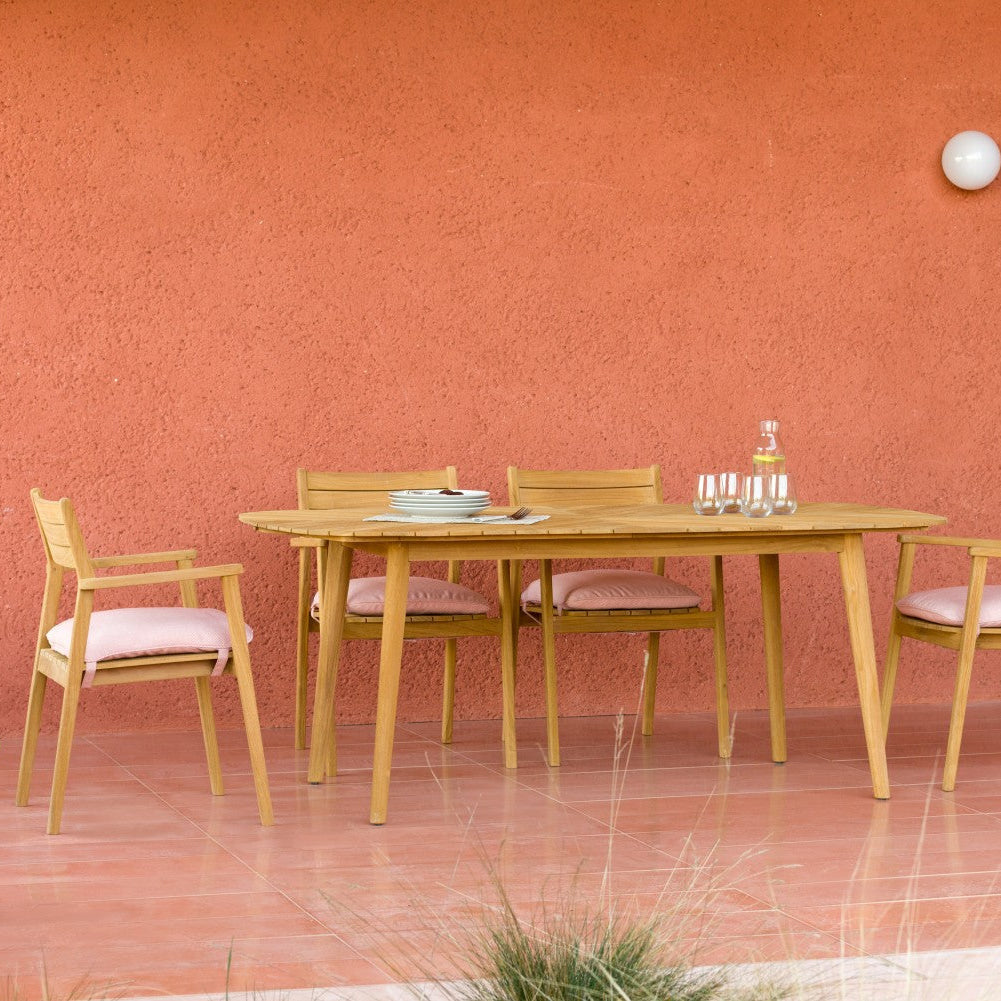 Jade Teak Stacking Armchair - Cushion Terracota