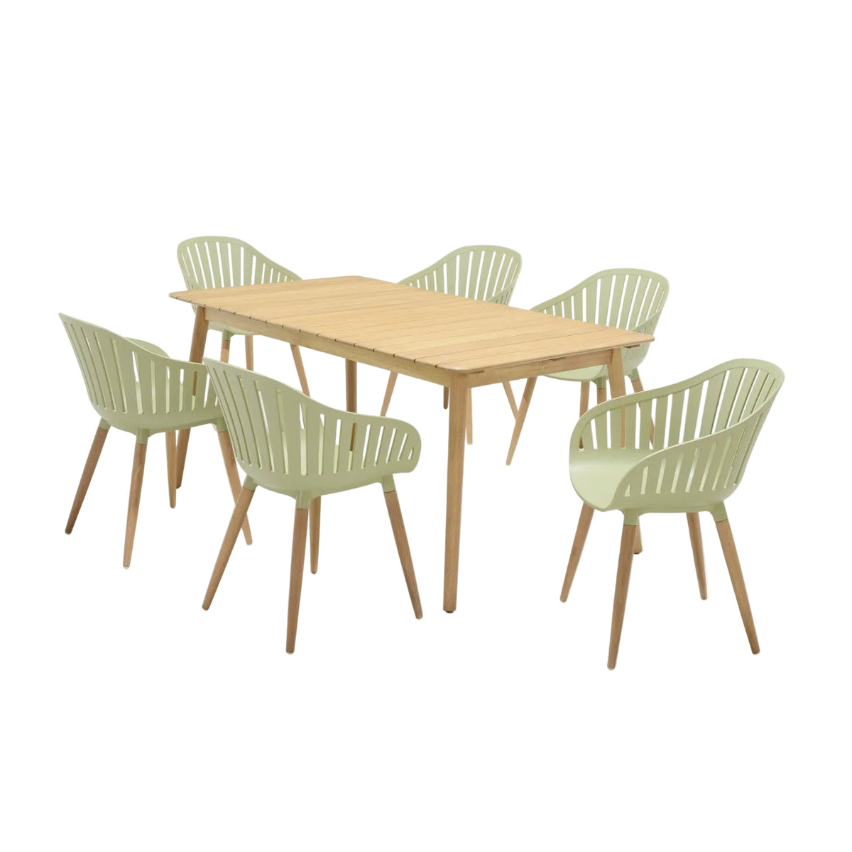 Nassau 7 Piece Rectangular Dining Set – Sage Green Social Plastic®