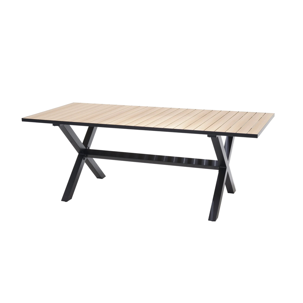 Panama Dark Rectangular Table and 8 Nassau Black Aluminum