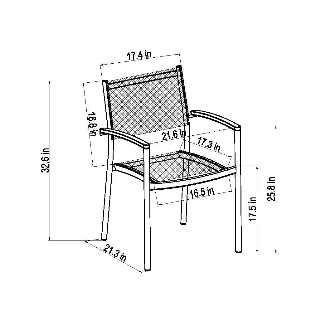 Rinjani Rectangular Table and 4 Vera Stacking Armchair Dining Set