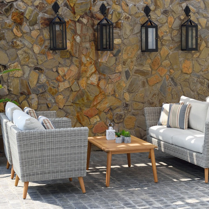 Panther Outdoor Patio Wicker and FSC Wood Seating Set