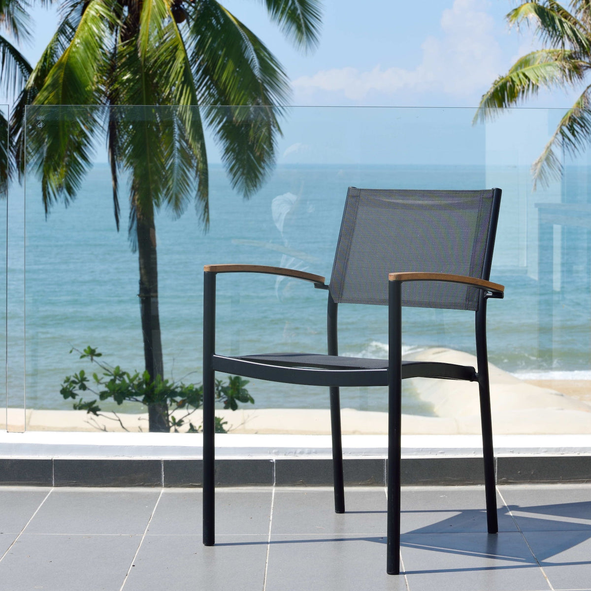 Rinjani Rectangular Table and 4 Vera Stacking Armchair Dining Set