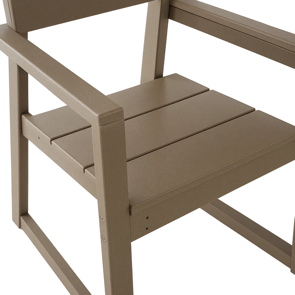 Antique Wood Color HDPE Outdoor & Garden Armchairs with Backrest