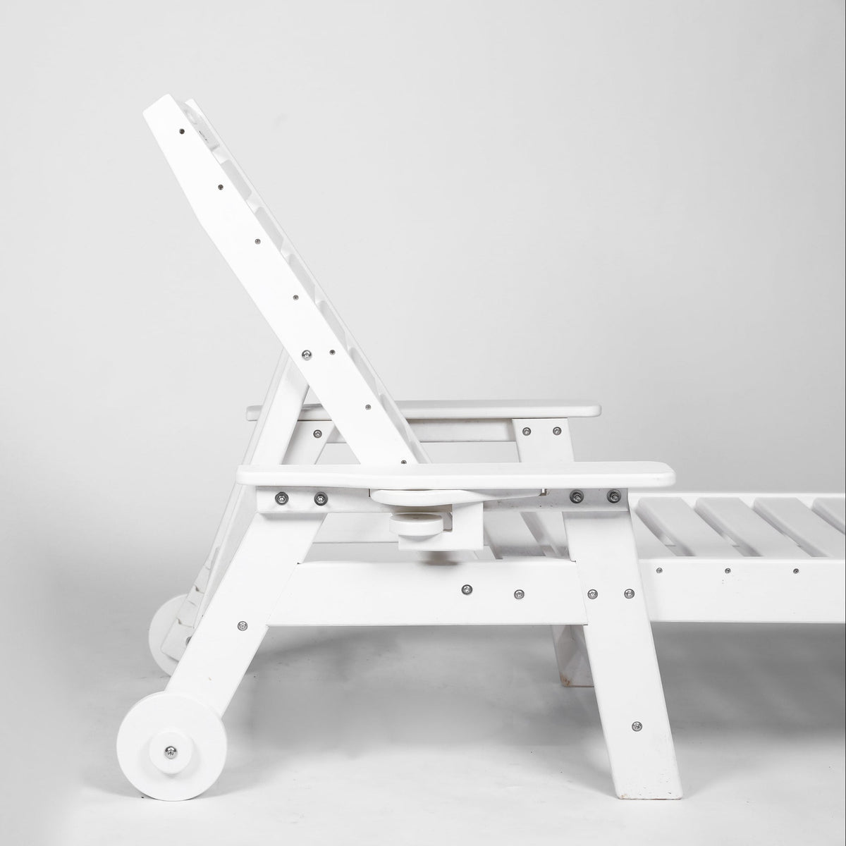 Lounge Chair Outdoor with Wood Texture, HDPE, Adjustable Backrest