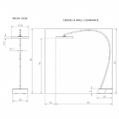 Technical clearance diagram for the Bromic Eclipse Freestanding heater